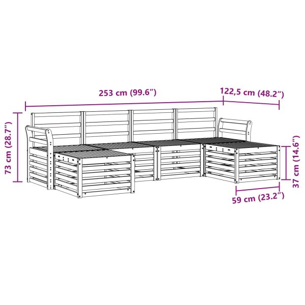 Комплект дивани за открито 6 pcs Бяло 253 x 122,5 x 73 см