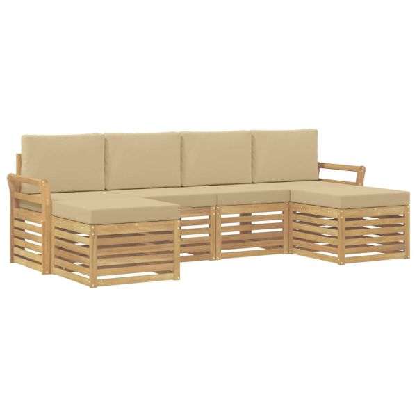 Комплект дивани за открито 6 pcs Бяло и Бежово