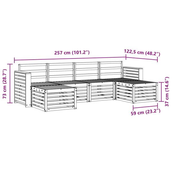 Комплект дивани за открито 6 pcs Бяло 257 x 122,5 x 73 см