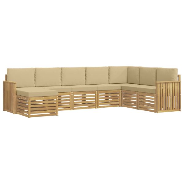 Комплект дивани за открито 8 pcs Бяло и Бежово