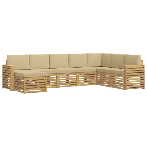 Комплект дивани за открито 8 pcs Бяло и Бежово