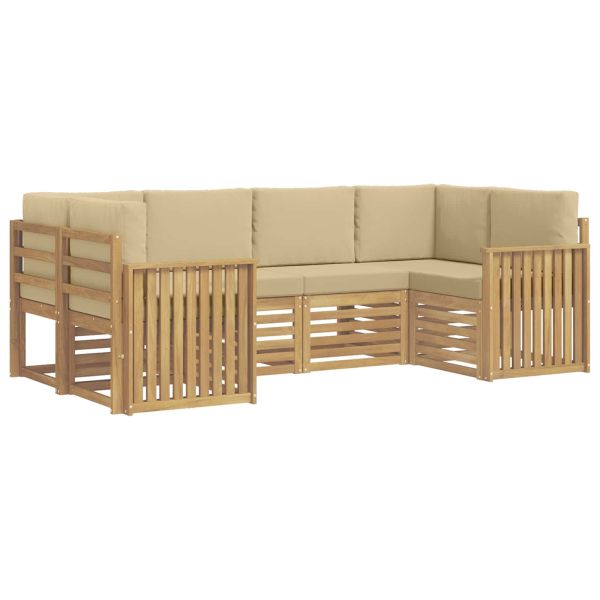 Комплект дивани за открито 6 pcs Бяло и Бежово