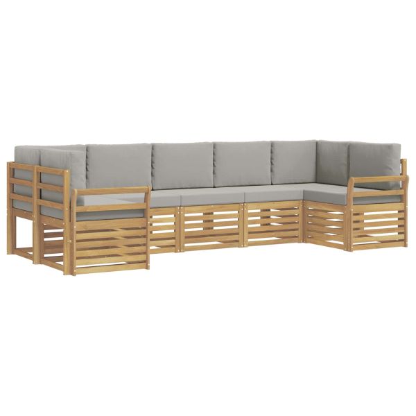 Комплект дивани за открито 7 pcs Бяло и светлосиво