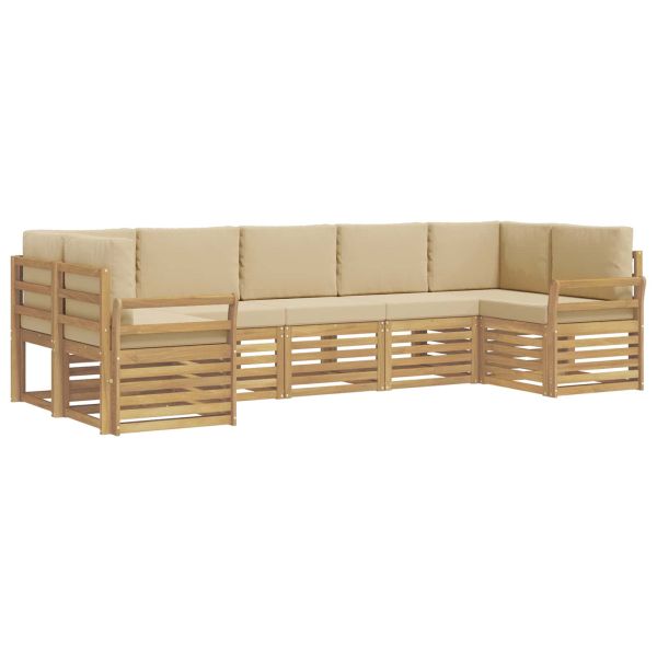 Комплект дивани за открито 7 pcs Бяло и Бежово