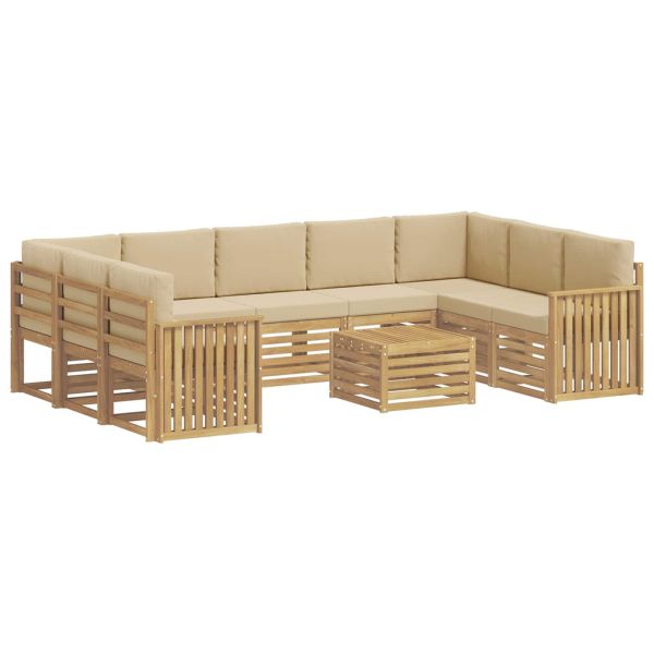 Комплект дивани за открито 10 pcs Бяло и Бежово 59 x 59 x 37 см