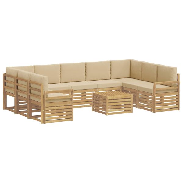 Комплект дивани за открито 10 pcs Бяло и Бежово 59 x 59 x 37 см