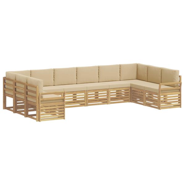 Комплект дивани за открито 10 pcs Бяло и Бежово