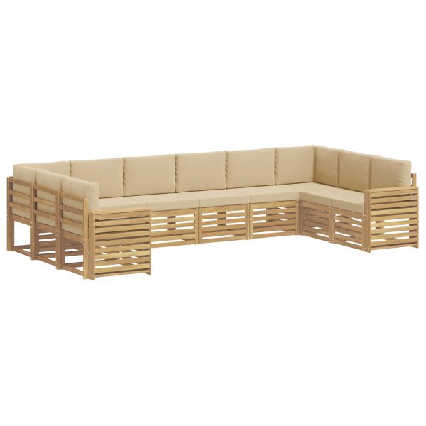 Комплект дивани за открито 10 pcs Бяло и Бежово