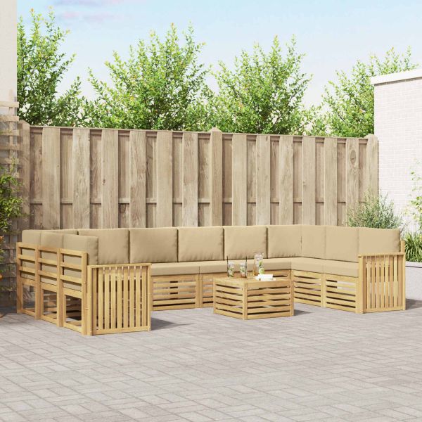 Комплект дивани за открито 11 pcs Бяло и Бежово 59 x 59 x 37 см