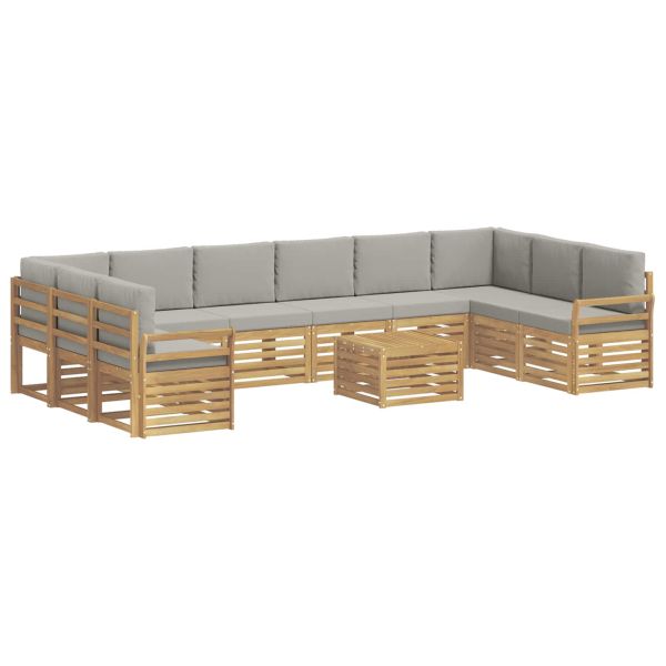 Комплект дивани за открито 11 pcs Бяло и светлосиво