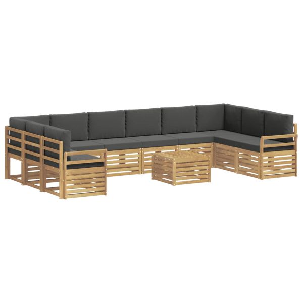 Комплект дивани за открито 11 pcs Бяло и антрацит
