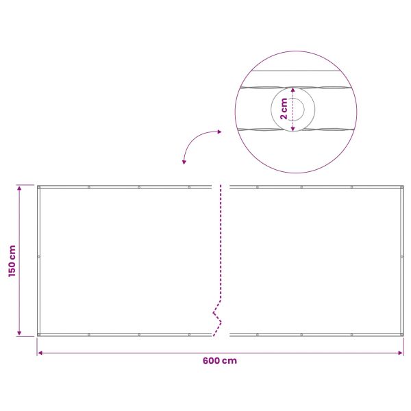 Прозорец за балкон 150 x 600 cm Тъкан с PU покритие