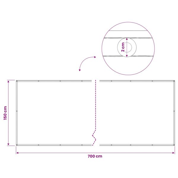 Прозорец за балкон 150 x 700 cm Тъкан с PU покритие