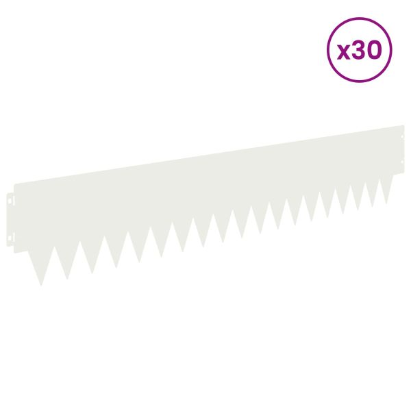 Ограда за трева 30 бр. 103 x 20 см Стомана Бяло