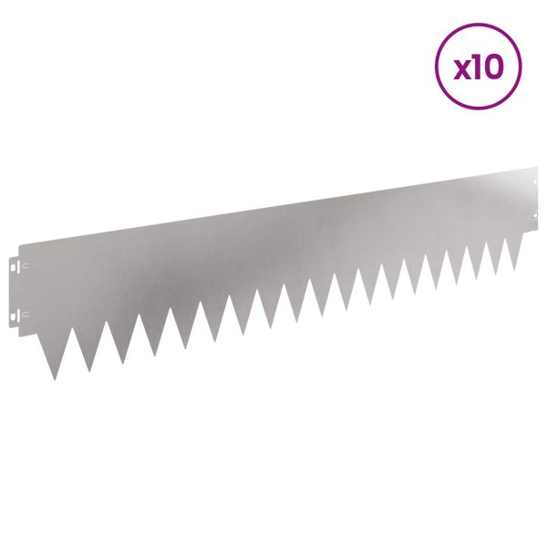 Ограда за трева 10 pcs 103 x 20 см метал Сребристо