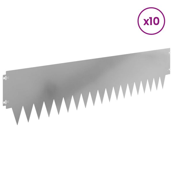 Ограда за трева 10 pcs 103 x 25 см метал Сребристо