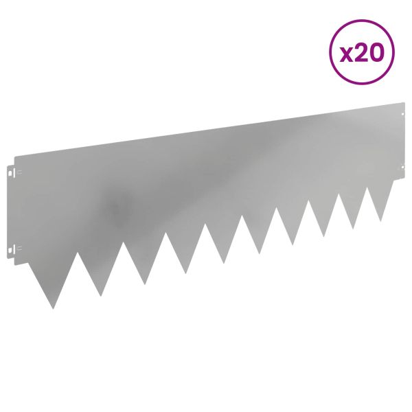 Ограда за трева 20 pcs 103 x 30 см метал Сребристо