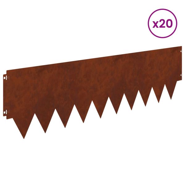 Ограда за трева 20 pcs 103 x 30 см метал Ръждясало