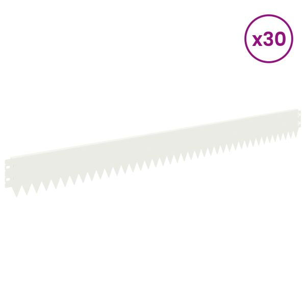 Ограда за трева 30 pcs 103 x 10 см Стомана Бяло