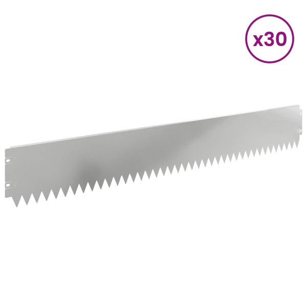 Ограда за трева 30 pcs 103 х 15 см Стомана Сребристо