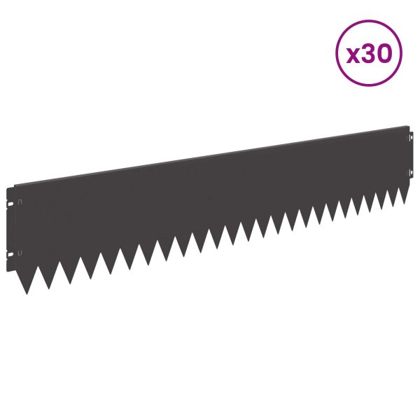 Ограда за трева 30 pcs 103 x 20 см Стомана Черно