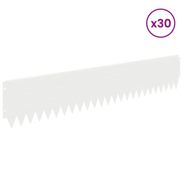 Ограда за трева 30 pcs 103 x 20 см Стомана Бяло