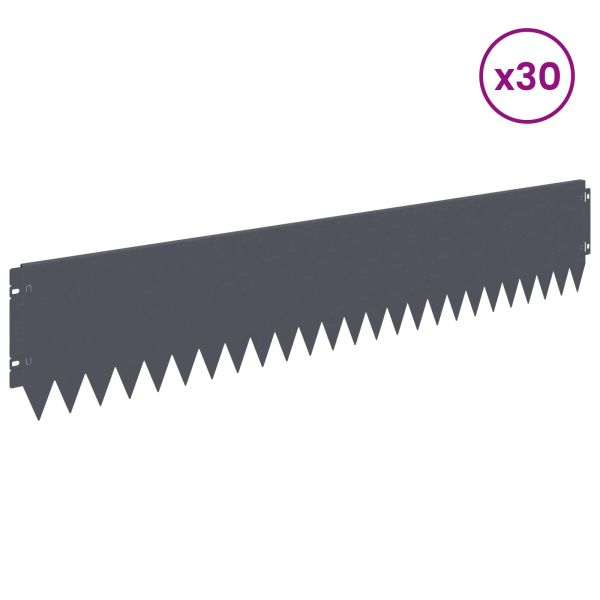 Ограда за трева 30 pcs 103 x 20 см Стомана Антрацит