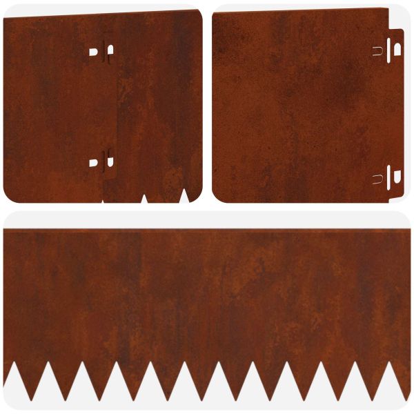 Ограда за трева 10 pcs 103 x 20 см Стомана Ръждясало