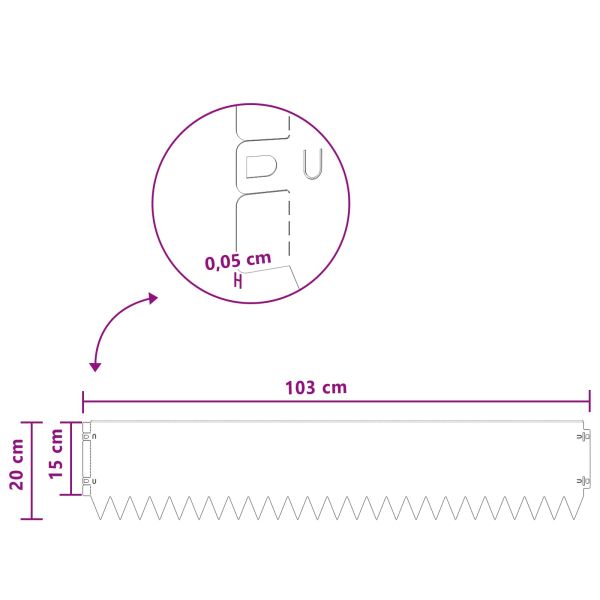 Ограда за трева 10 pcs 103 x 20 см Стомана Ръждясало