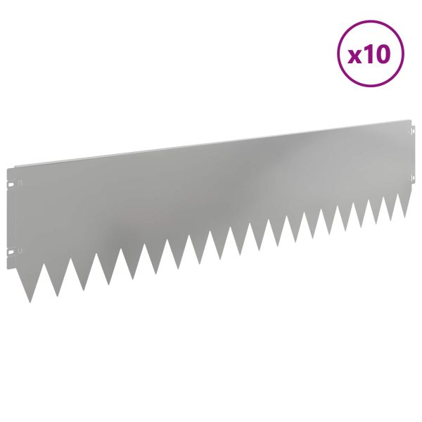 Ограда за трева 10 pcs 103 x 25 см Стомана Сребристо