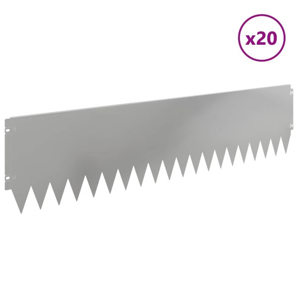 Ограда за трева 20 pcs 103 x 25 см Стомана Сребристо