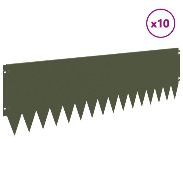 Ограда за трева 10 pcs 103 x 30 см Стомана Маслиненозелено