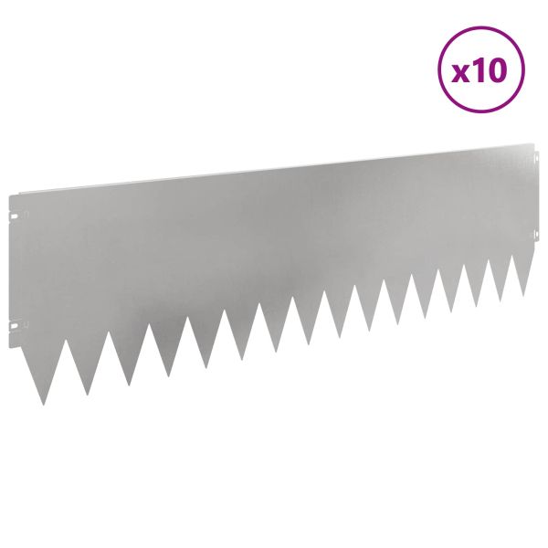 Ограда за трева 10 pcs 103 x 30 см Стомана Сребристо