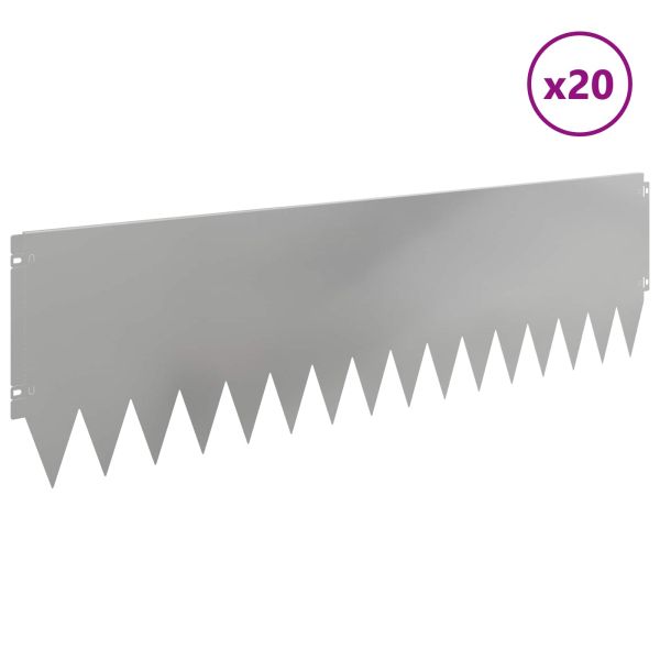 Ограда за трева 20 pcs 103 x 30 см Стомана Сребристо
