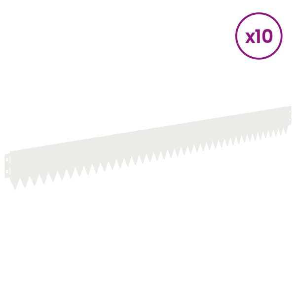 Ограда за трева 10 pcs 103 x 10 см Стомана Бяло