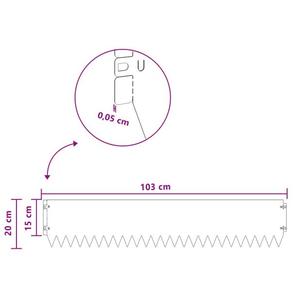 Ограда за трева 20 pcs 103 x 20 см Стомана Сребристо