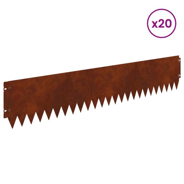 Ограда за трева 20 pcs 103 x 20 см Стомана Ръждясало
