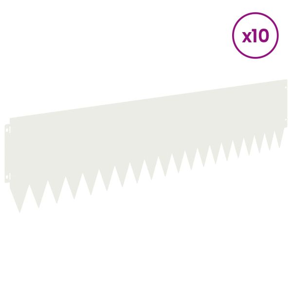 Ограда за трева 10 pcs 103 x 25 см Стомана Бяло