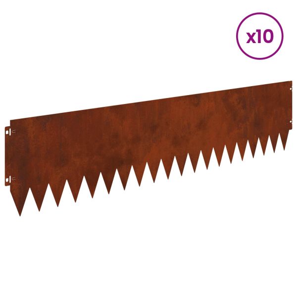 Ограда за трева 10 pcs 103 x 25 см Стомана Ръждясало