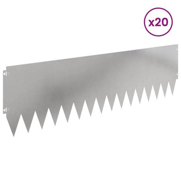Ограда за трева 20 pcs 103 x 30 см Стомана Сребристо