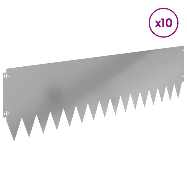 Ограда за трева 10 pcs 103 x 30 см Стомана Сребристо