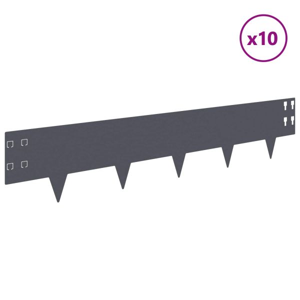 Ограда за трева 10 pcs 100 x 20 cm Стомана Антрацит