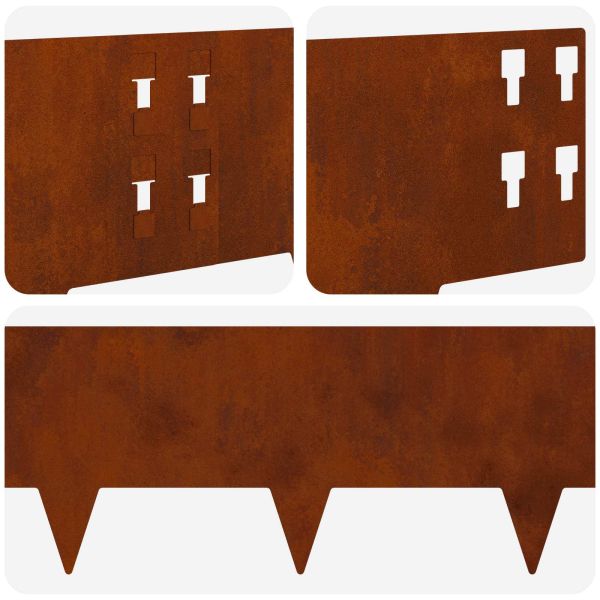Ограда за трева 30 pcs 100 x 20 cm Стомана Ръждясало