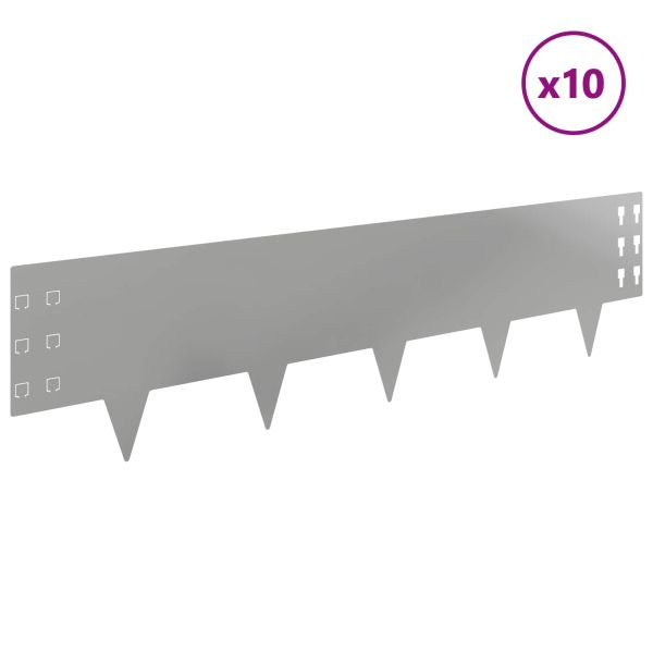 Ограда за трева 10 pcs 100 x 25 cm Стомана Сребристо