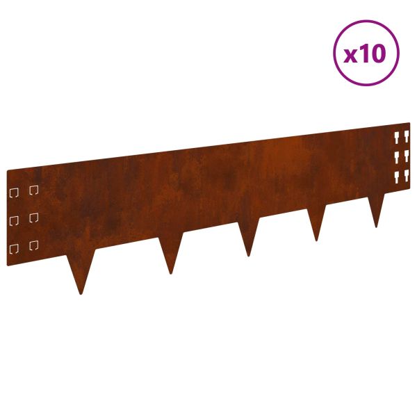 Ограда за трева 10 pcs 100 x 25 cm Стомана Ръждясало