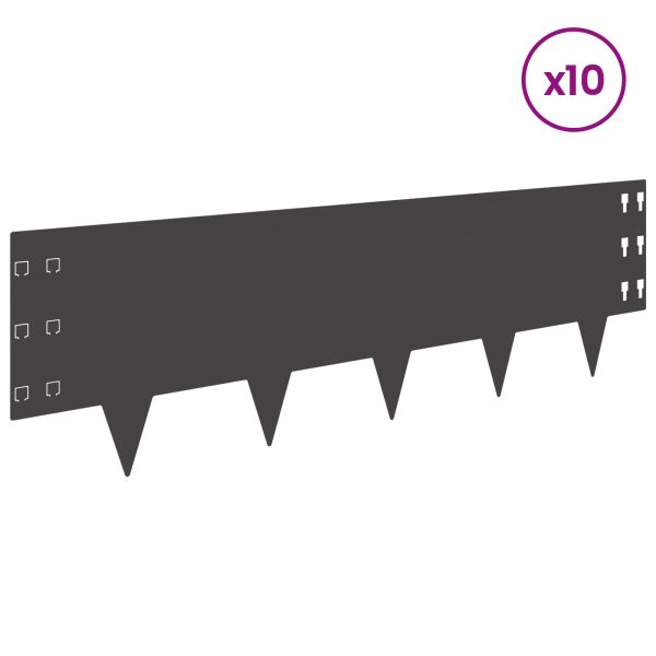 Ограда за трева 10 pcs 100 x 30 cm Стомана Черно