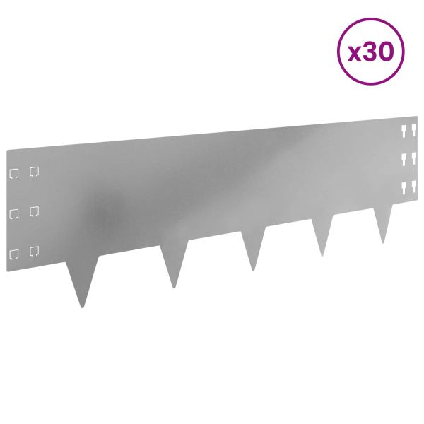 Ограда за трева 30 pcs 100 x 30 cm Стомана Сребристо