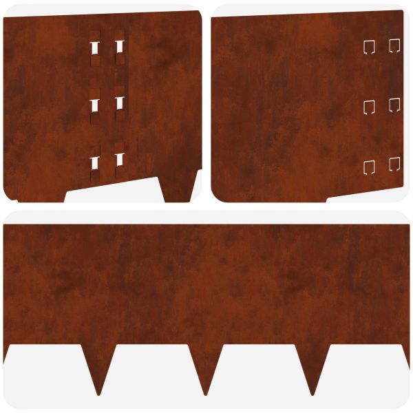 Ограда за трева 20 pcs 100 x 30 cm Стомана Ръждясало