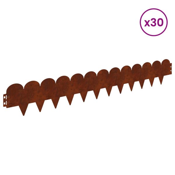 Ограда за трева 30 pcs 103 х 15 см Стомана Ръждясало