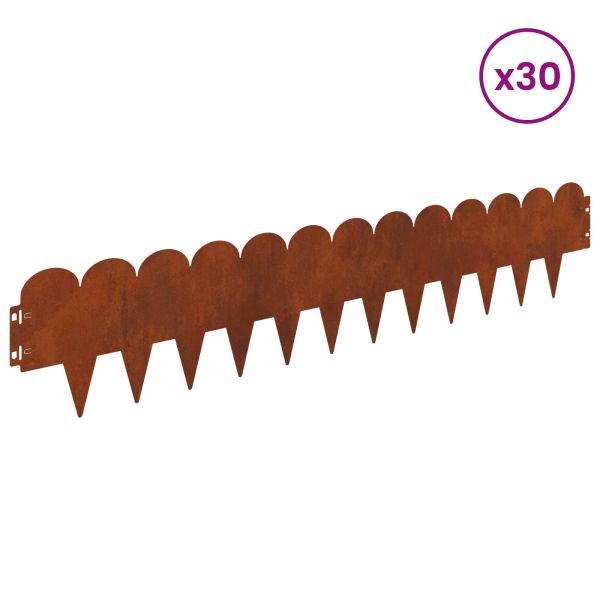 Ограда за трева 30 pcs 103 x 20 см Стомана Ръждясало